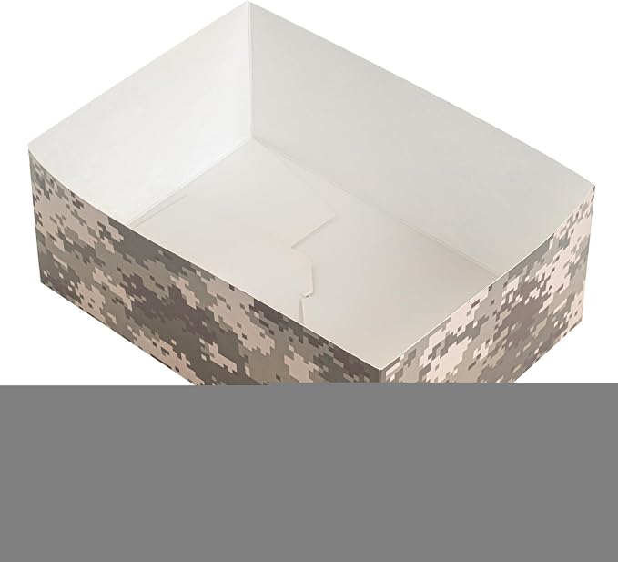 Restaurantware Bio Tek 8.4 x 6.1 x 3.5 Inch Burger Trays 100 Disposable Paper Food Trays - Sustainable Sturdy Camouflage Paper Movie Snack Trays For Meals Snacks And Baked Goods - Image 3