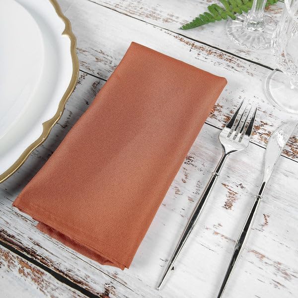 Tableclothsfactory Premium Pack of 5 Terracotta Premium 17" x 17" Washable Polyester Napkins Great for Wedding Party Restaurant Dinner Parties - Image 2