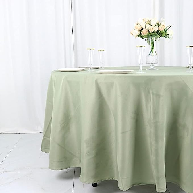 Balsa Circle 6 pcs 108 inch Eucalyptus Green Round Polyester Tablecloths Fabric Table Cover Linens for Wedding Party Banquet Reception Events Kitchen Dining - Image 3