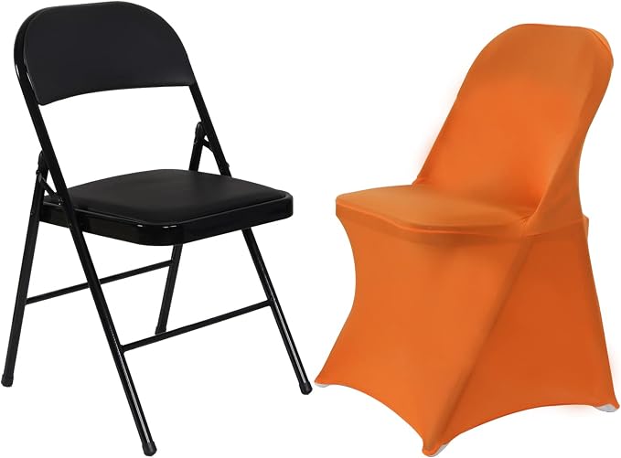 HAINARverS Folding Chair Covers for Wedding, 10pcs Orange | Stretch Spandex Washable Fabric Chair cover, Decoration Chair Cover for Wedding, Party, Banquet, Birthday, Conference, Event - Image 5
