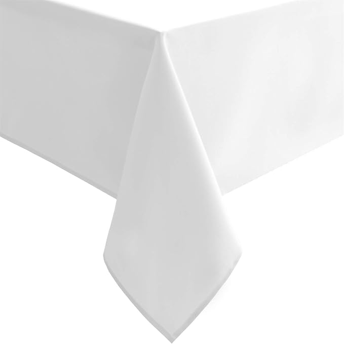 Hiasan White Tablecloth for Rectangle Tables, 54 x 108 Inch, 1 Pack | Waterproof, Wrinkle Resistant, Washable Polyester Fabric Table Cloth for Buffect/Dining/Birthday/Party/Wedding/Outdoor by Hiasan
