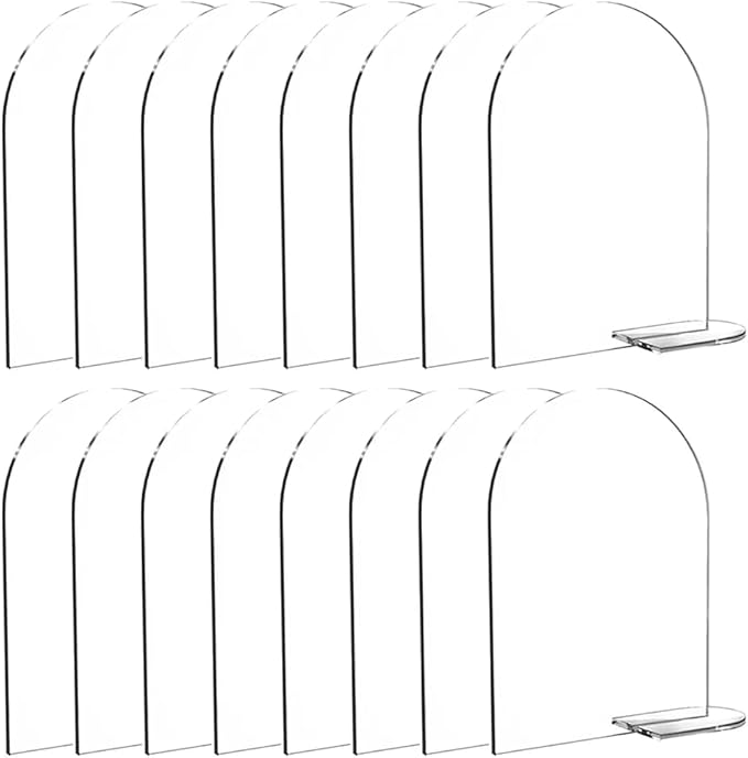 20 PCS Clear Arch Acrylic Sign with Stands, 4" x 6" DIY Blank Acrylic Arch Table Sign With Base for Business Card Holder/Guest Name Tag/Wedding Table Number/Menu Sign/Bar List Sign (Arch Base)