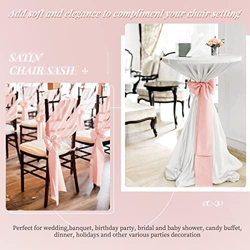 72 Pack Rose Gold Satin Chair Sashes, 7 x 108 Inch, Wedding Bows - Image 5