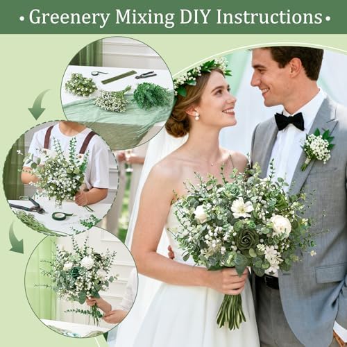 Serwalin 100PCS Mixed Eucalyptus Stems with Baby's Breath Greenery - Image 3