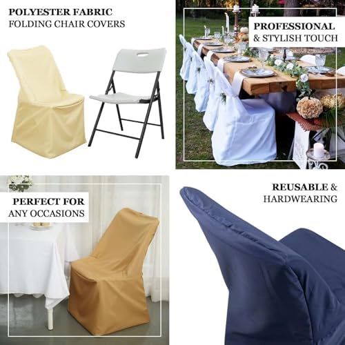 Efavormart White Polyester Lifetime Folding Chair Covers, Durable Reusable Chair Covers - Image 4
