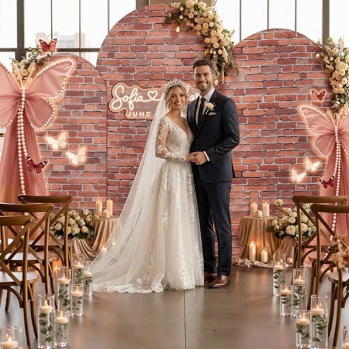 Red Brick Arch Backdrop Covers, Set of 3, 7.2ft 6.6ft 6ft, for Theme Party - Image 6