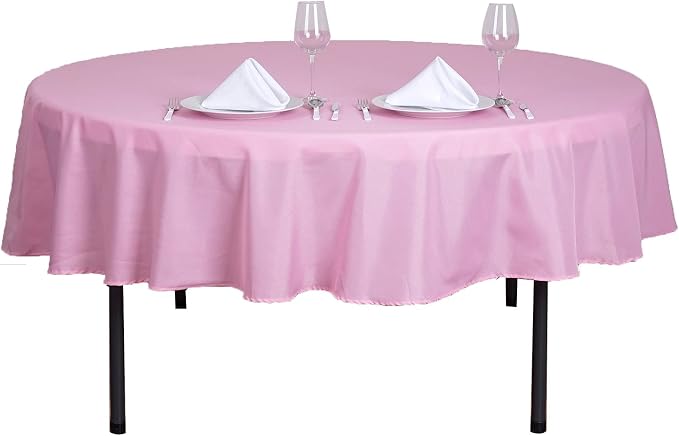 Balsa Circle 6 pcs 90 inch Pink Round Washable Polyester Easy-Care Tablecloth for Indoor and Outdoor Bridal Shower Wedding Table Buffet Table Parties Kitchen Dining - Image 4
