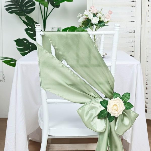 100 Sage Green Satin Chair Sashes Bows Ties for Wedding Decorations Party Supplies Events Chair Covers Decor Banquet Reception - Image 8