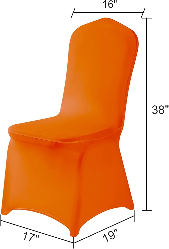 Spandex Chair Covers, 12PCS, Washable Protector for Living Room, Party, Banquet, Wedding, Hotel (Orange) - Image 2