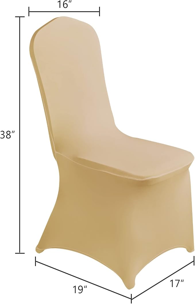 SuperO Waterproof Spandex Chair Cover 25PCS, Stretch Dining Chair Covers, Polyester Outdoor Chair Covers, Protector Stretch Chair Cover for Party Universal, Banquet, Wedding Event, Hotel(Champagne) - Image 3