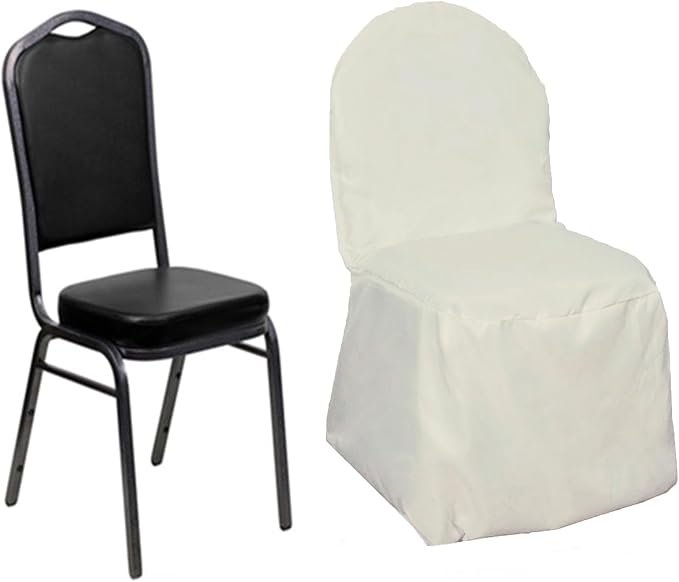 Efavormart 30 PCS Ivory Polyester Banquet Chair Covers, Reusable or Disposable Stain Resistant Chair Covers - Image 8