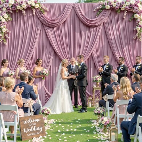10x10 Dusty Pink Backdrop Curtain for Parties Wedding Wrinkle Free Pink Photo Curtains Backdrop Drapes Fabric Decoration for Birthday Party Baby Shower 5ft x 10ft,2 Panels - Image 2