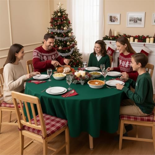 sancua Round Tablecloth, 108 Inch, Hunter Green - Image 2