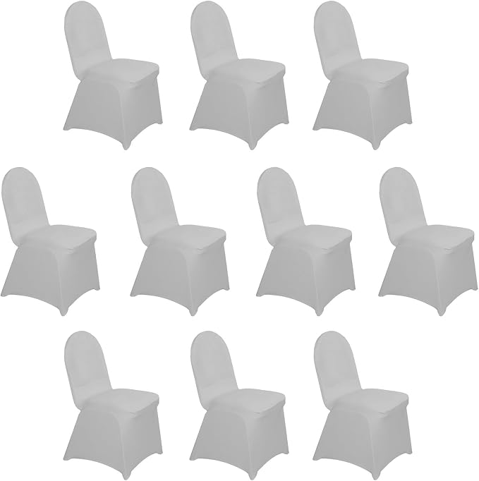 Efavormart 10 PCS Spandex Stretch Silver Chair Covers Universal Banquet Chair Covers for Party Dining with Foot Pockets Washable Wedding Chair Slip Covers for Outdoor - Image 2