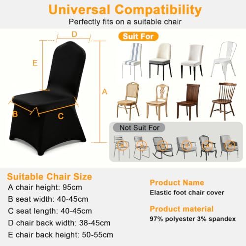 30PCS Black Chair Covers, Wrinkle Resistant, Elastic Stretch and Washable, Stretch Polyester Spandex Slipcovers Folding Chair Covers for Party, Wedding, Dining, Banquet, Event - Image 4