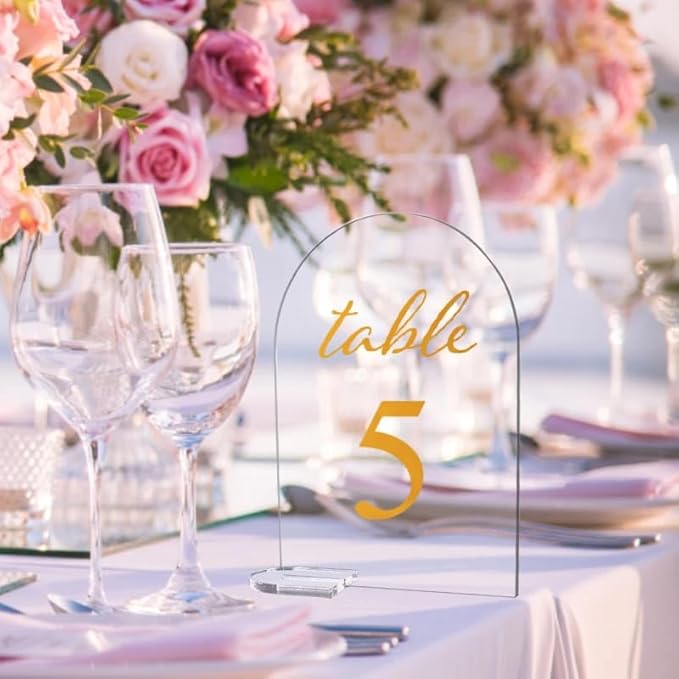 20 PCS Clear Arch Acrylic Sign with Stands, 4" x 6" DIY Blank Acrylic Arch Table Sign With Base for Business Card Holder/Guest Name Tag/Wedding Table Number/Menu Sign/Bar List Sign (Arch Base)