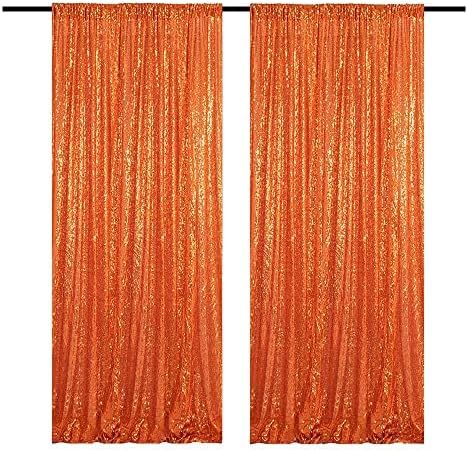 Orange Sequin Curtains 4FTx8FT 2 Panels - Image 6