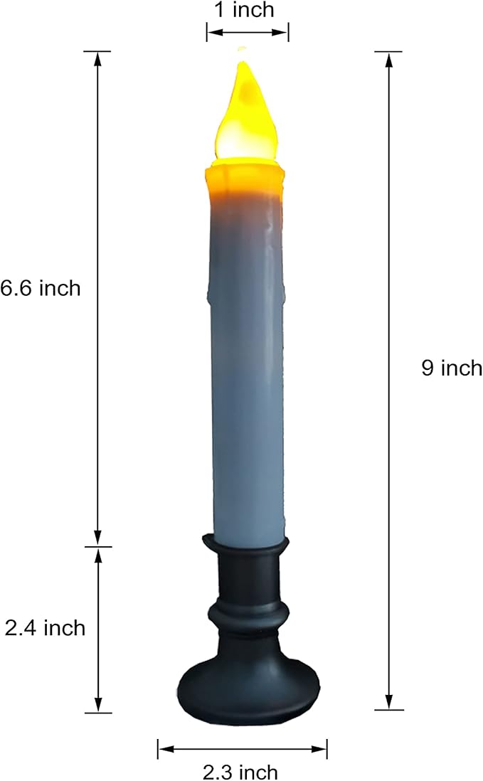 LINCOUNTRY. Battery Operated Window Candles Dusk to Dawn, Christmas Window Battery Operated Taper Candles with Timer, LED Candlesticks with Holder for Halloween Home Décor