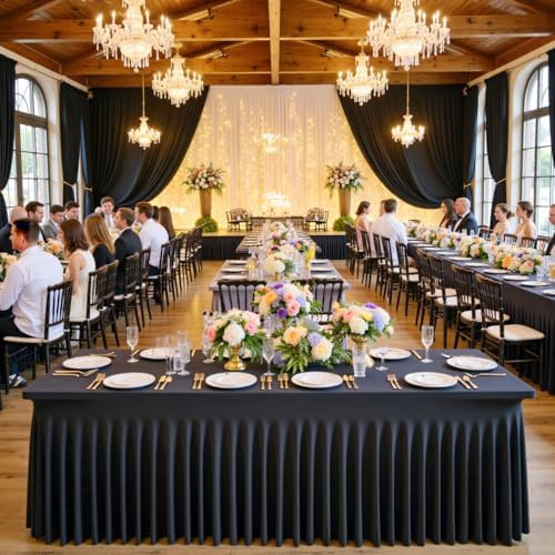 Spandex Tablecloth 8FT Rectangle Table Cover 3 Pack Black Wrinkle-Free - Image 5