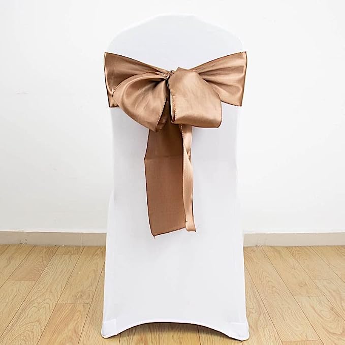100 Taupe Satin Chair Sashes Bows Ties for Wedding Decorations Party Supplies Events Chair Covers Decor Banquet Reception by BalsaCircle