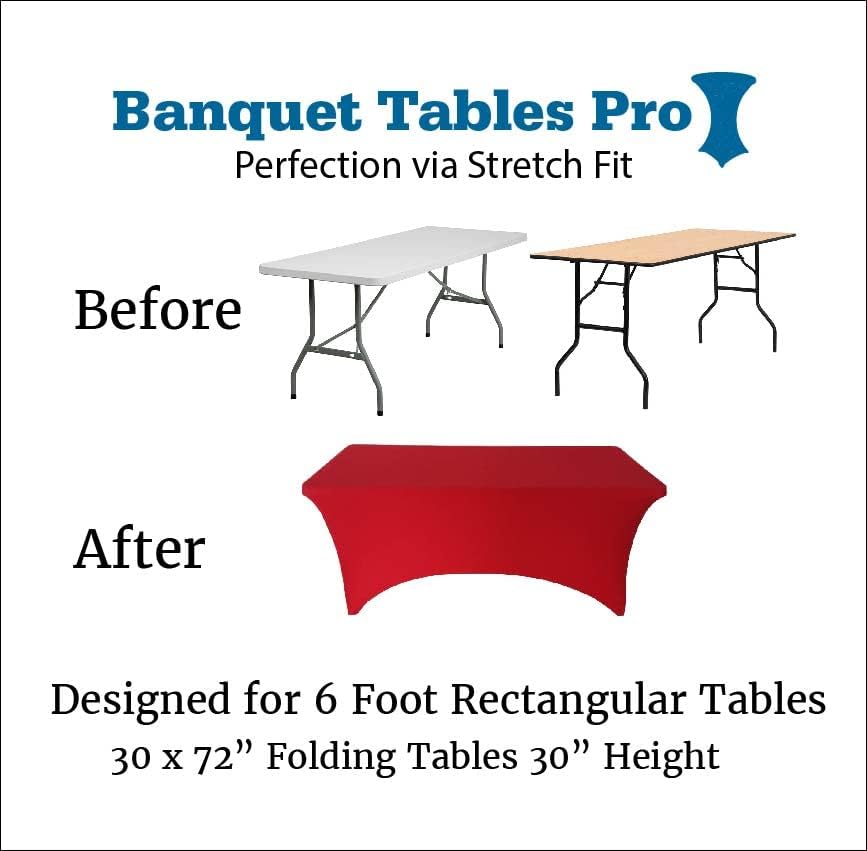 Banquet Tables Pro 6 ft Red 2 Pack Stretch Tight Fit Spandex Rectangular Folding Tablecover for 30Wx72Lx30H Folding Patio Tables, Banquet,Party - Image 2