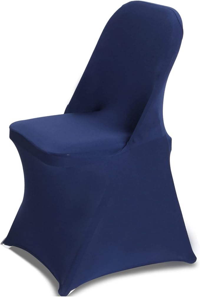 HAINARverS Folding Chair Covers for Wedding, 10pcs Navy Blue | Stretch Spandex Washable Fabric Chair cover, Decoration Chair Cover for Wedding, Party, Banquet, Birthday, Conference, Event by HAINARverS