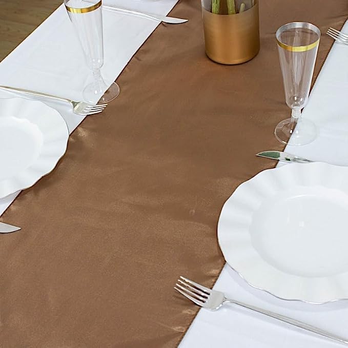 10 pcs 12 x 108 inch Taupe Satin Table Runners Wedding Table Top Party Supplies Reception Linens Decorations - Image 6