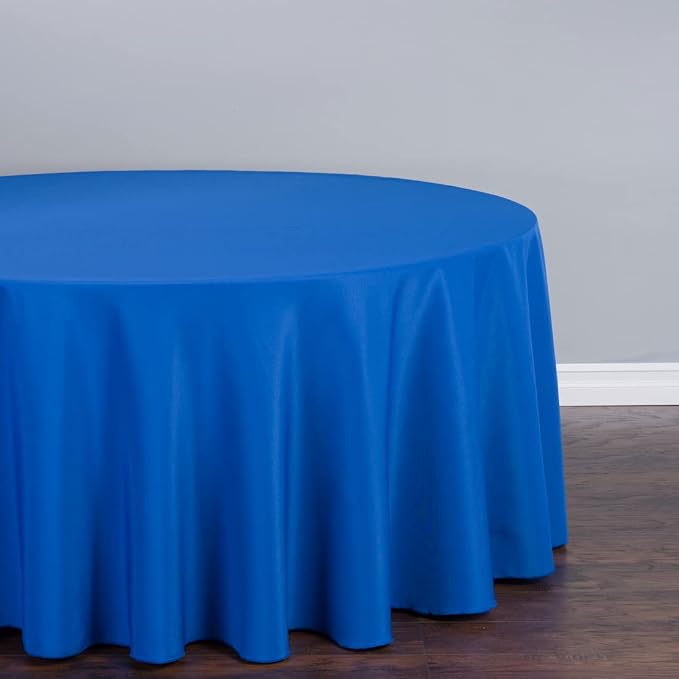 LTC LINENS Tablecloth 120 in Round for 60 Inch Circular Table - Royal Blue Table Cover - Washable, Wrinkle Resistant Polyester Fabric Cloth for Party - Image 2