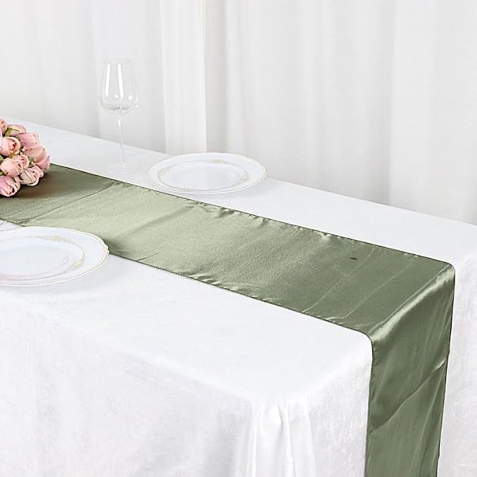 Balsa Circle 6 pcs 12 x 108 inch Eucalyptus Green Satin Table Runners Wedding Table Top Party Supplies Reception Linens Decorations - Image 5