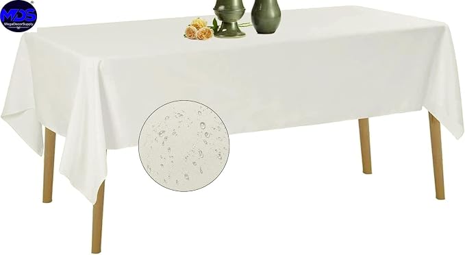 MDS Pack of 10 Rectangle Tablecloth 70 x 90 Inch Polyester Wrinkle Resistant Washable Polyester Table Cloth for Kitchen Dining Buffet Parties, Picnic, Events, Weddings and Restaurants - Ivory - Image 2