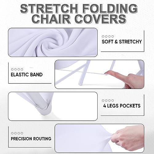 Lounsweer 50 Pcs Folding Chair Cover Set, White, Black - Image 3