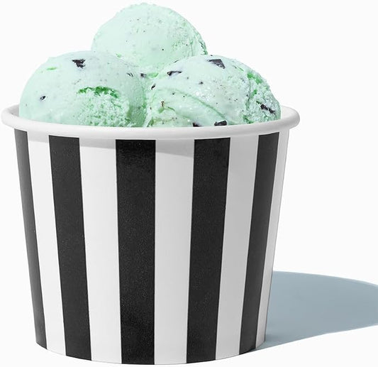 UNIQ 12 oz 100 Pack Black Ice Cream Cups | Large Disposable Dessert Cups for Ice Cream, Frozen Yogurt & Gelato | Paper Food Cups Leak Resistant | Bulk Pack for Parties & Business by UNIQSupply