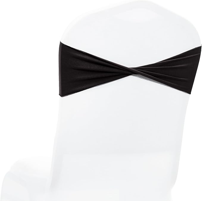 VDS Pack of 250 PCS | Black | Spandex Chair Sashes Bows Without Buckle | Stretch Elastic Banquet Universal Folding Chair Band Tie with for Wedding Party Conference Celebration Event Decoration - Image 2