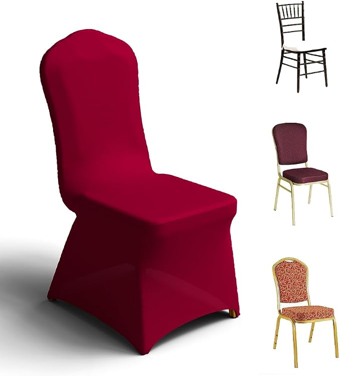 Trlyc Spandex Banquet Chair Covers 100 Pcs Burgundy for Wedding by TRLYC