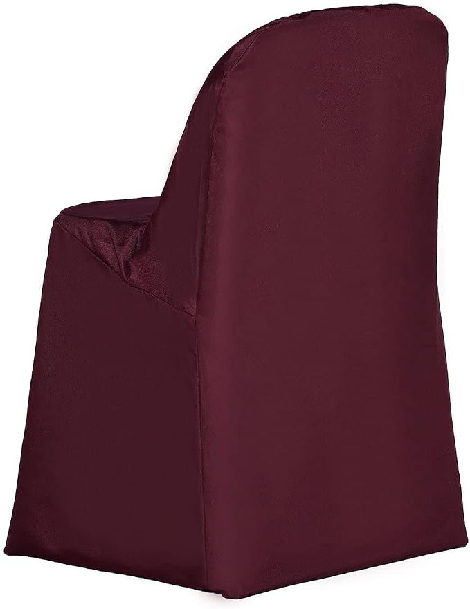Efavormart 5 PCS Burgundy Linen Polyester Folding Chair Covers for Dining Chairs Party Wedding Banquet Outdoor Event Catering Slipcovers - Image 8