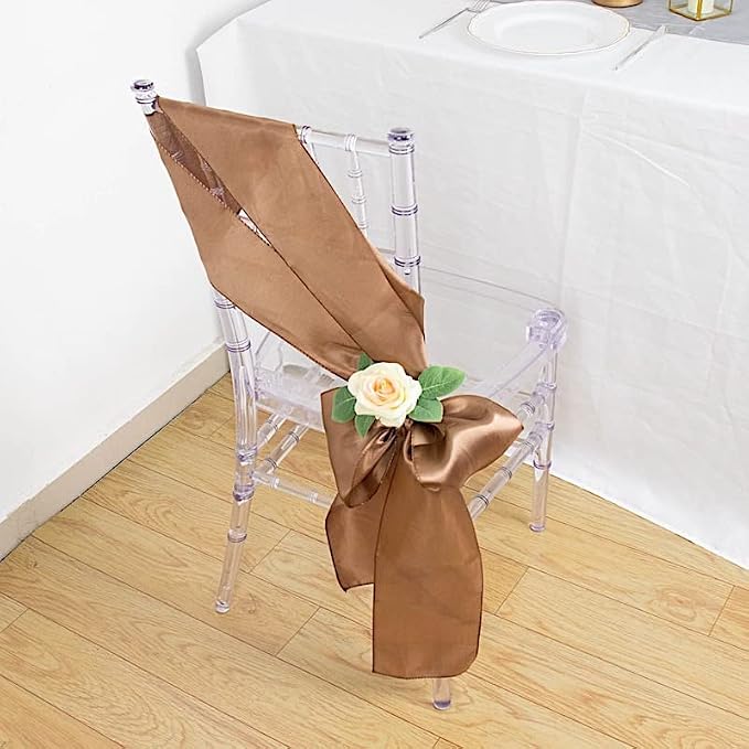 100 Taupe Satin Chair Sashes Bows Ties for Wedding Decorations Party Supplies Events Chair Covers Decor Banquet Reception - Image 4