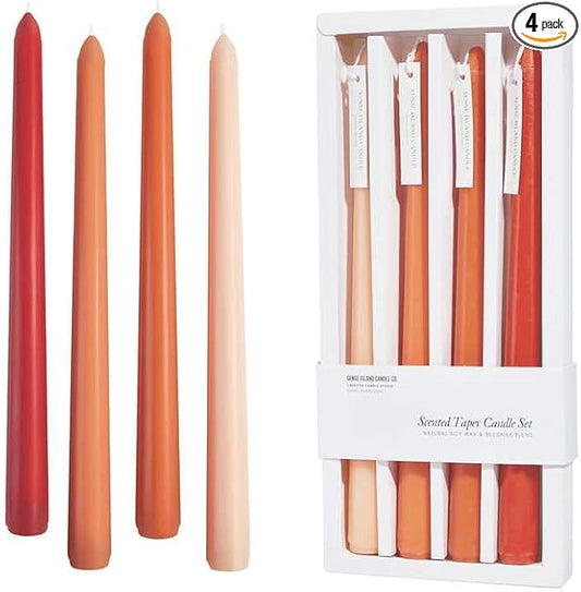 Orange Taper Candles 10'' Pumkin Color Fall Candles Sticks Set of 4 | Citrus Scented, Natural Soy Candlesticks Colorful |Decorative Tapered Candles