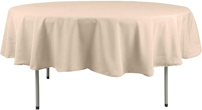 BalsaCircle 6 pcs 90 inch Nude Round Washable Polyester Easy-Care Tablecloth for Indoor and Outdoor Bridal Shower Wedding Table Buffet Table Parties Kitchen Dining by BalsaCircle