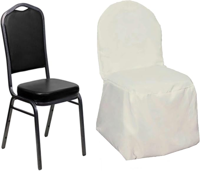 Efavormart 30 PCS Ivory Polyester Banquet Chair Covers, Reusable or Disposable Stain Resistant Chair Covers - Image 7