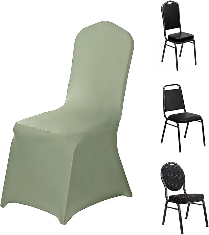 Efavormart 10 PCS Spandex Stretch Sage Green Chair Covers Universal Banquet Chair Covers for Party Dining with Foot Pockets Washable Wedding Chair Slip Covers for Outdoor - Image 7