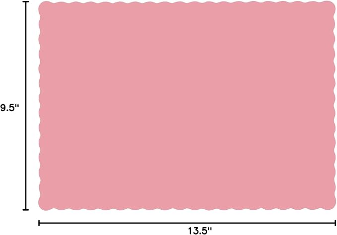 Hoffmaster 310525 Paper Placemat, 13-1/2" Length x 9-1/2" Width, Scalloped Edge, Dusty Rose (Case of 1000) - Image 2
