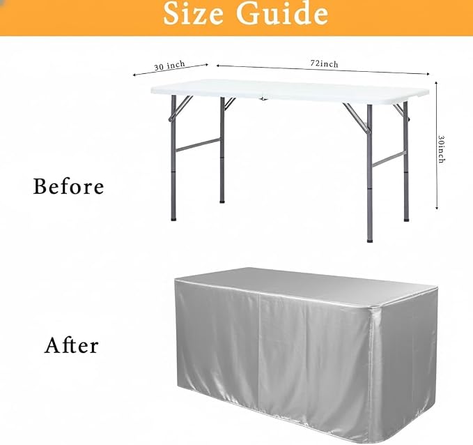 Obstal 2 Pack Table Clothes for 6 Foot Rectangle Tables, Silver | Water Resistant Washable Fabric Polyester Rectangle Table Cover Protector for Wedding, Banquet and Trade Shows, 72x30Inch - Image 7
