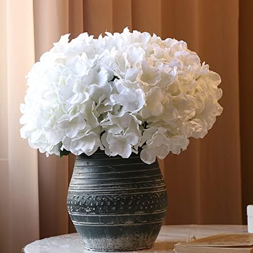 Artificial Flowers Silk Hydrangea Heads with Stems Fake Flowers for Wedding Home Party Shop Baby Shower Decor (White) - Image 5