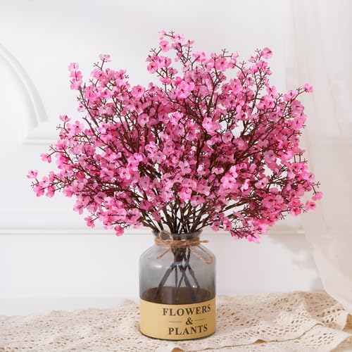 5 Pcs Fake Flowers, Real Touch Babys Breath Artificial Flowers, Pink by Yastouay