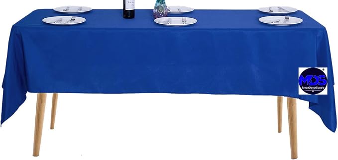 MDS Pack of 10 Rectangle Tablecloth 70 x 90 Inch Polyester Wrinkle Resistant Washable Polyester Table Cloth for Kitchen Dining Buffet Parties, Picnic, Events, Weddings and Restaurants - Royal Blue - Image 2