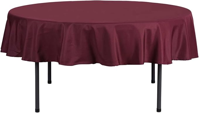 Balsa Circle 6 pcs 90 inch Burgundy Round Washable Polyester Easy-Care Tablecloth for Indoor and Outdoor Bridal Shower Wedding Table Buffet Table Parties Kitchen Dining by BalsaCircle