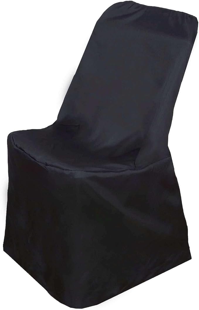 Efavormart 20 PCS Black Polyester Lifetime Folding Chair Covers, Durable Reusable Chair Covers - Image 9
