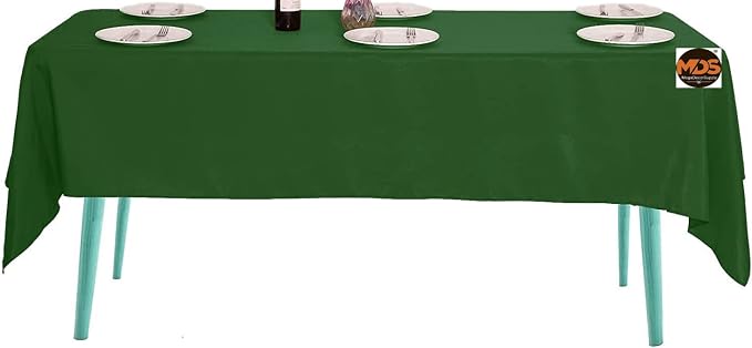 MDS Pack of 5 Rectangle Tablecloth 70 x 120 Inch Polyester Wrinkle Resistant Washable Polyester Table Cloth for Kitchen Dining Buffet Parties, Picnic, Events, Weddings and Restaurants - Green - Image 2