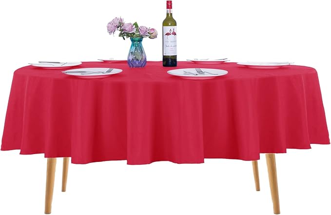 Ascoza 2pack 90 Inch Red Round Tablecloth in Washable Polyester Fabric for Wedding/Banquet/Restaurant/Parties… by Ascoza