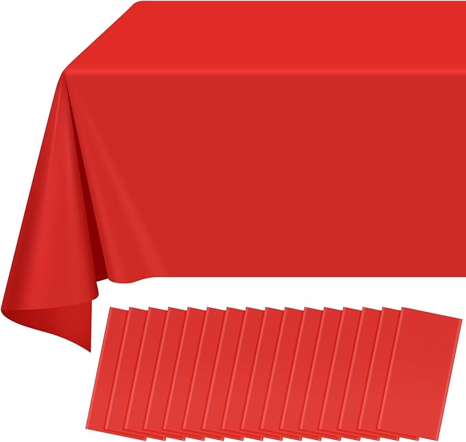 16 Pack Red Plastic Tablecloth for Rectangle Tables, Premium Decorative Red Disposable Table Cloths for Parties, Rectangle Party Table Cover for Birthday, Wedding, Christmas, Anniversary, 54 x 108Inch by RAGNHILD